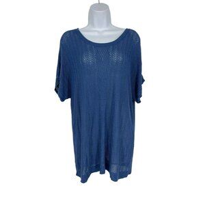 Christopher & Banks Short Sleeve Round Neck Open Knit Sweater Size XL